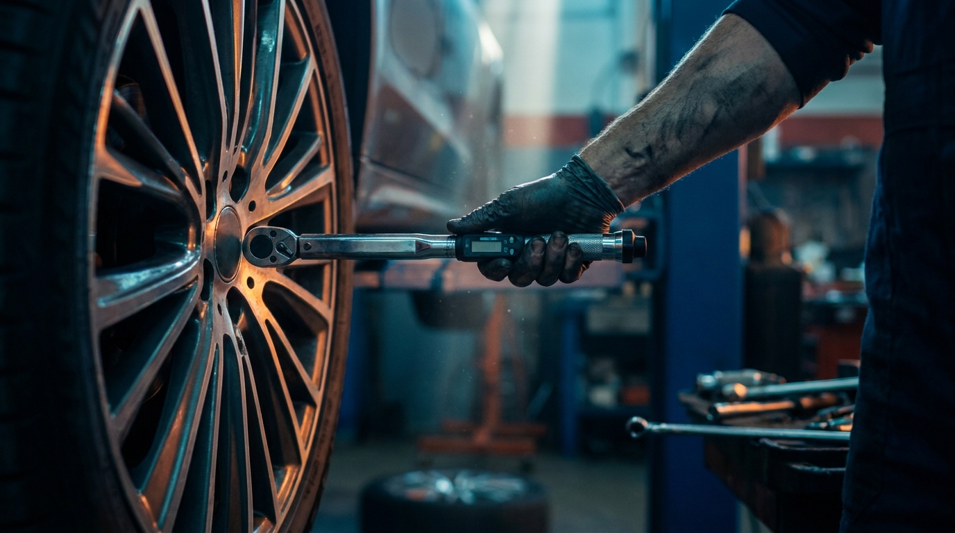 Uso da chave de torque TEKTON em roda de carro
